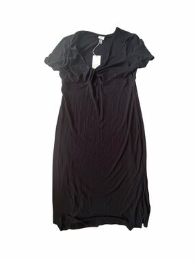 a new day Black V-Neck Midi Dress with Twist Front